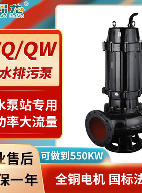 QW污水泵站专用提升泵无堵塞污水污物潜水泵75KW90KW110KW潜污泵