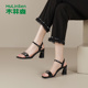 女2025年夏季 新款 露趾百搭女凉鞋 木林森粗跟高跟鞋 不累脚凉鞋 简约