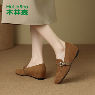 木林森女鞋2026春季新款复古内增高勃肯鞋一脚蹬懒人外穿休闲鞋女
