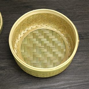 手工竹编竹盖竹筐竹篮篮带层桌面青篮收纳K工艺品筐家用馒头水果