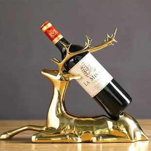 定制純銅銅鹿紅酒架玄關(guān)客廳酒柜裝 飾創(chuàng)意銅工藝品家居銅擺件