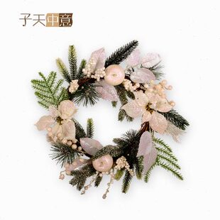 饰品圣诞花环藤圈家居橱d窗商场装 圣诞装 饰场景布置白色圣诞花藤