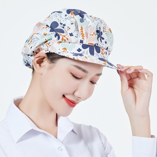 厨房帽子女家用可调节防油烟卫生帽烘焙蛋糕店新款 韩版 防护帽松紧