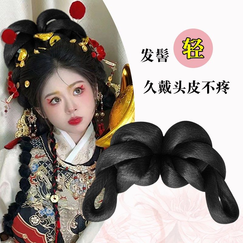 新娘假发古装汉服新年小财神国风过年假发包明制凤冠古风中式发髻
