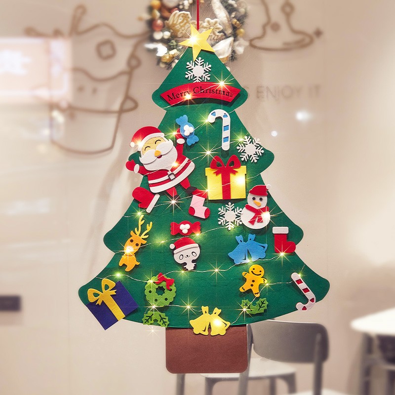 毛毡圣诞树儿童益智玩具折叠圣诞节装饰品店铺橱窗场景DIY小挂件