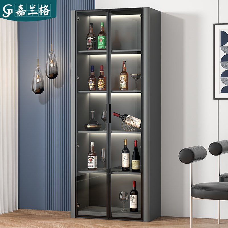 简约玻璃门酒柜展示柜客厅靠墙家用小酒柜储物柜餐厅柜子定制9S35