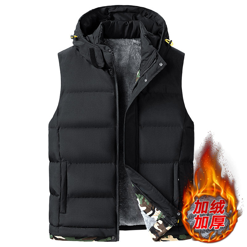 大码秋冬羽绒棉马甲可卸帽