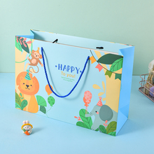 可爱卡通长颈鹿手提袋 小狮子礼品袋高颜值生日回礼袋 开学季纸袋