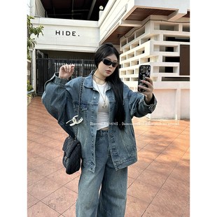 速发黑泽玄七2024春仔新款美式复古大闲宽松牛季休码外套