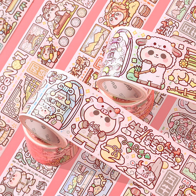 速发小麻薯纸带新款奶盖熊和的儿十二生肖星座全套特油手帐贴纸套