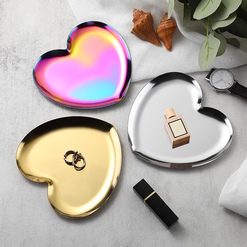 速发盘大不爱心号锈钢托风家居点心盘子生金属项链盘