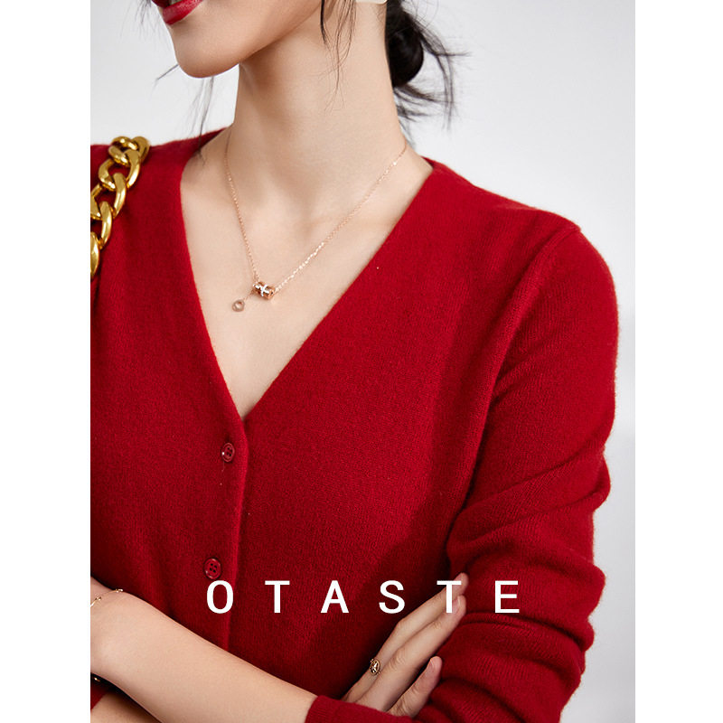 100%羊毛高克重加厚针织连衣裙女高级感内搭外穿轻奢气质长裙红色