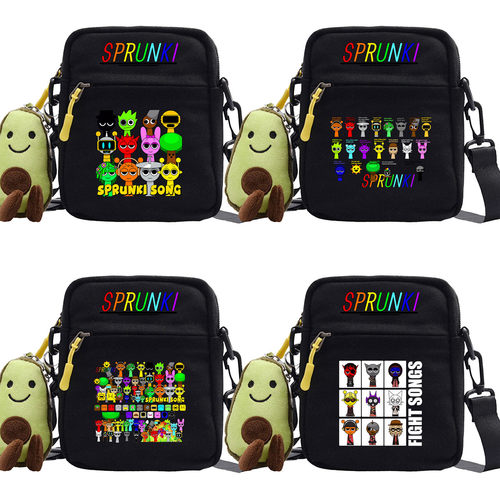 Sprunki节奏盒子游戏动漫周边小方包学生帆布单肩休闲卡通斜挎包