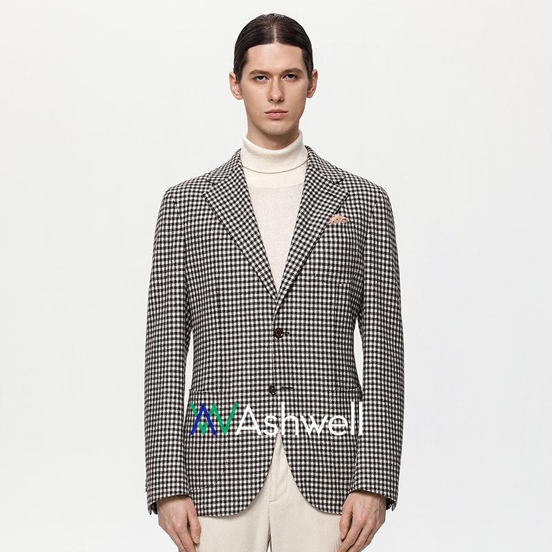 【澳洲纯羊毛】ASHWELL定制男士休闲格纹羊毛西服时尚西装外套