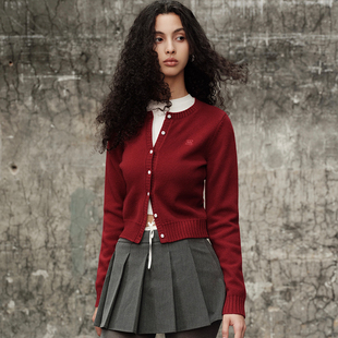 ANTIFORM背构 26支高密1oo%美利奴羊毛衣圆领针织开衫女2025秋冬