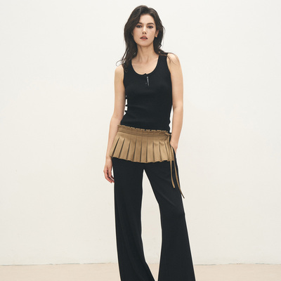 ANTIFORM背构 街头复古叠穿利器层次屁帘百褶裙片女2025秋冬新款