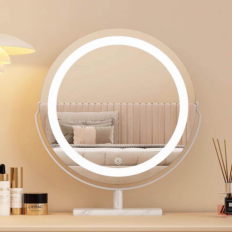 化妆镜带灯智能轻奢高级新款梳妆台镜子卧室家用台式桌面直销