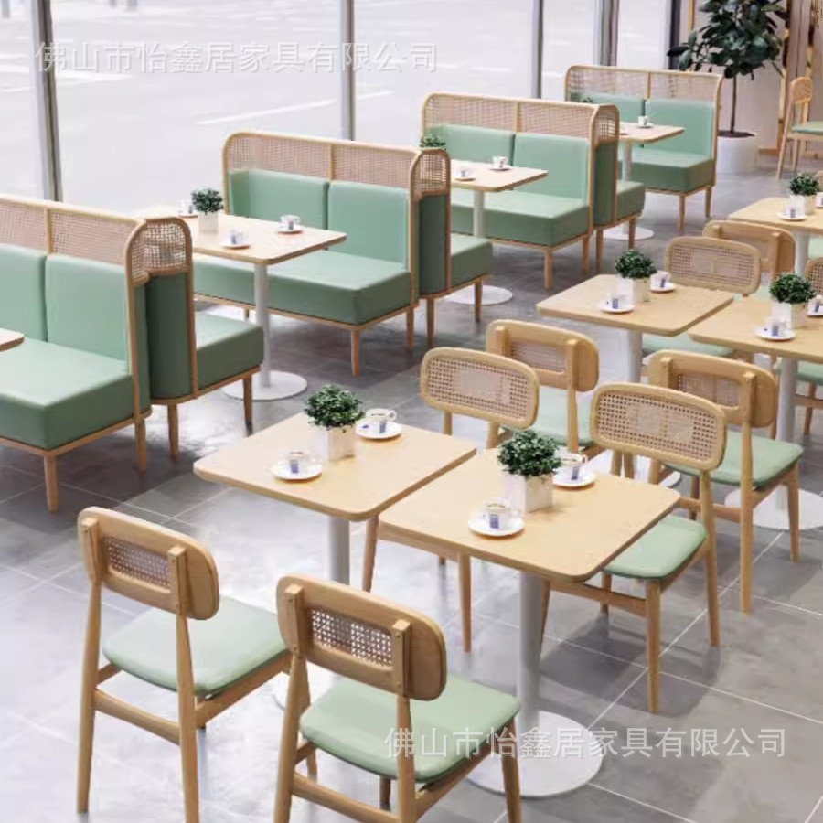 主题西餐咖啡厅桌椅卡座组合休闲茶餐厅湘菜馆小吃店靠墙卡座沙发