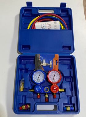R134A manifold gauge 汽车空调双表阀加氟表雪种加氟管组合TM136