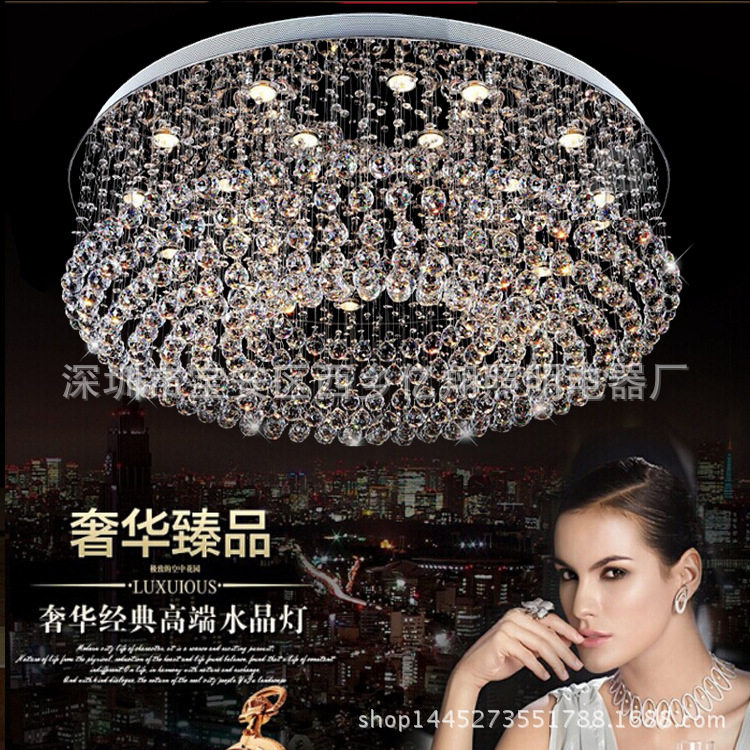 现代水晶灯客厅灯圆形吊线灯酒店工程灯大堂灯简约别墅灯厂家直销
