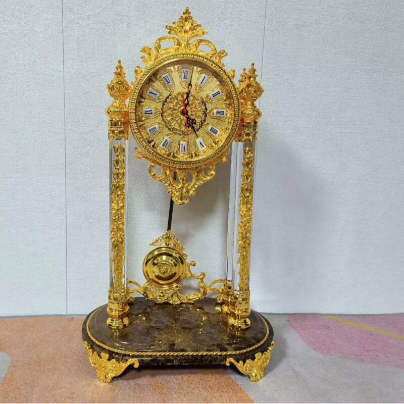 欧式纯铜坐钟客厅玄关台钟书房金色台钟