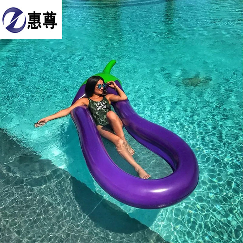 新款充气茄子浮排 pvc充气水上浮床厂家直销现货水上茄子浮排泳圈