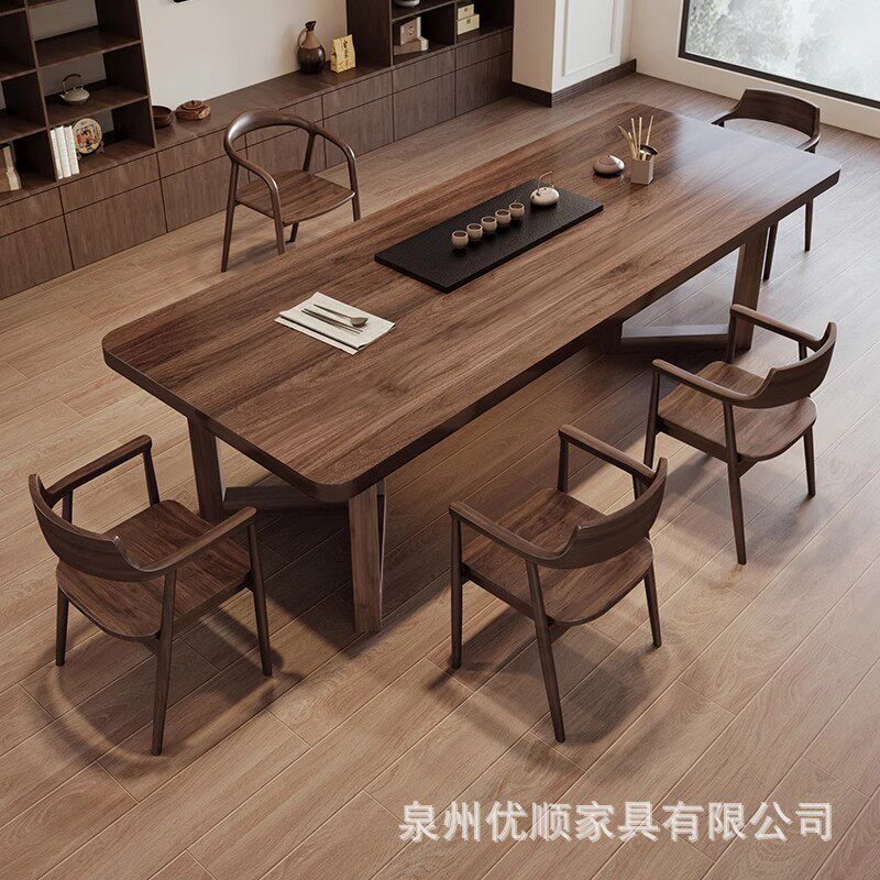 南美胡桃木实木茶桌椅组合家用客厅接待茶台客厅现代阳台泡茶桌子