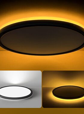 LED金黄光吸顶灯三色调光琥珀金黄光背光超薄嵌入式日规天花板灯