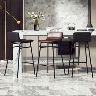 美式吧台凳家用工作室铁艺靠背吧椅现代简约高脚凳酒吧椅