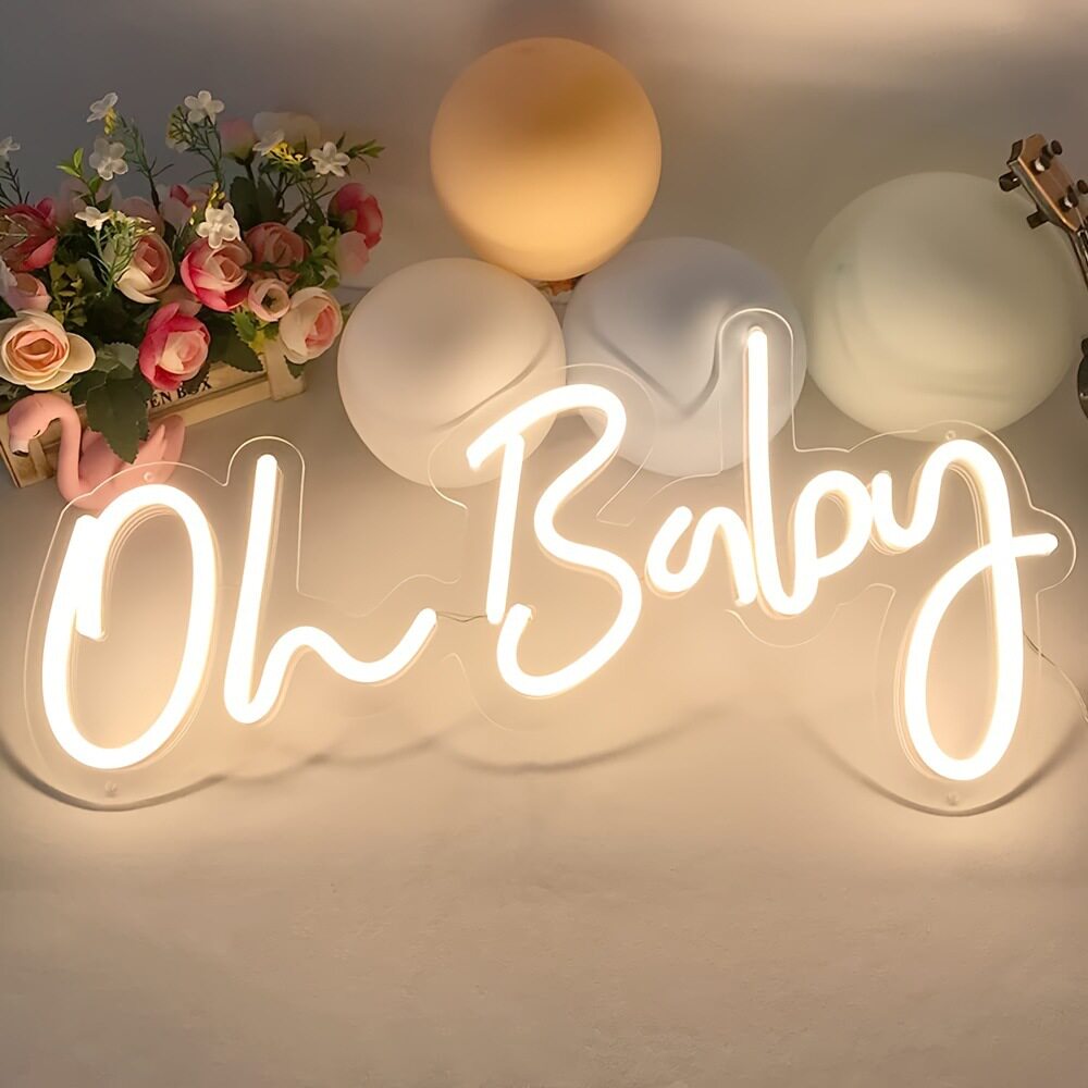 跨境oh baby英文字母霓虹灯新款生日派对装饰创意亚克力装饰灯牌