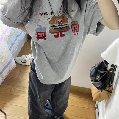 纯棉短袖t恤女2025新款夏季正肩设计感小众美式高街宽松半袖上衣