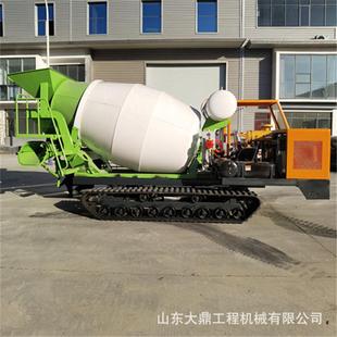 水泥罐车烂泥沼泽地商混转运 水田履带混凝土搅拌车小型链轨式