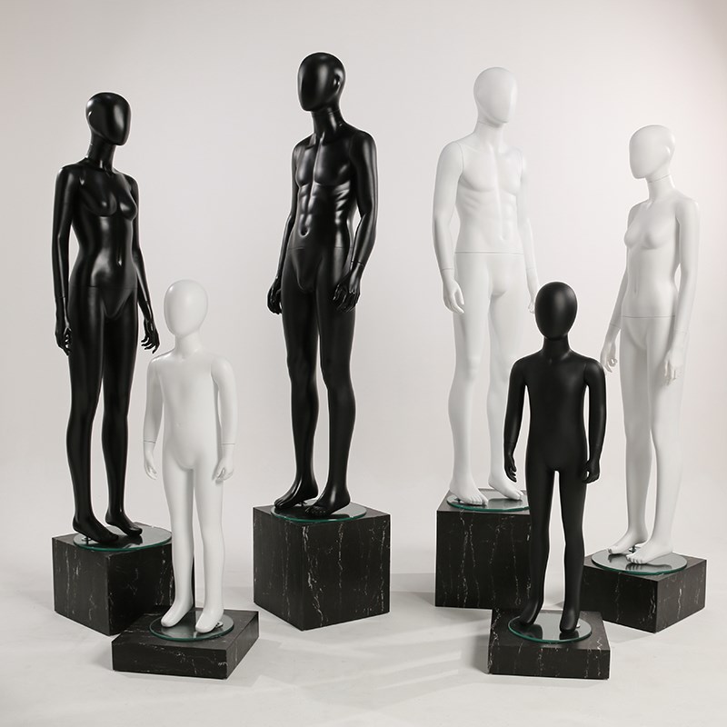 高档男女儿童模特道具亲子装服装店橱窗人台展示架子电镀全身模特