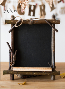 原木小黑板挂式支架式装饰摆件道具咖啡馆吧台幼儿园装饰拍摄道具