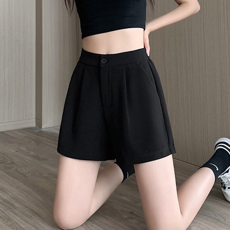 小个子西装短裤女士夏季薄款黑色裤子2024新款夏天外穿直筒4分裤