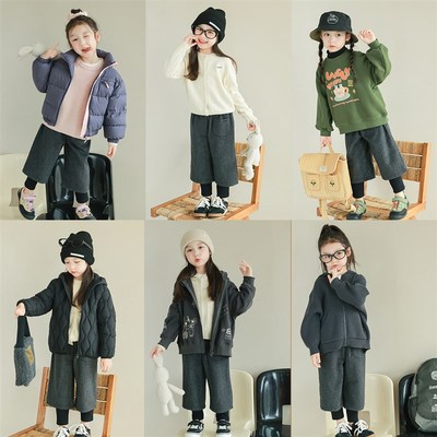 utouto大耳象女童假两件长裤羊毛2024冬季新款女宝宝时尚个性裤子