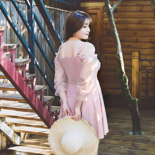 钢圈聚拢连体一字肩 微胖mm200斤遮肉显瘦保守裙式 泳衣女大码 夏季