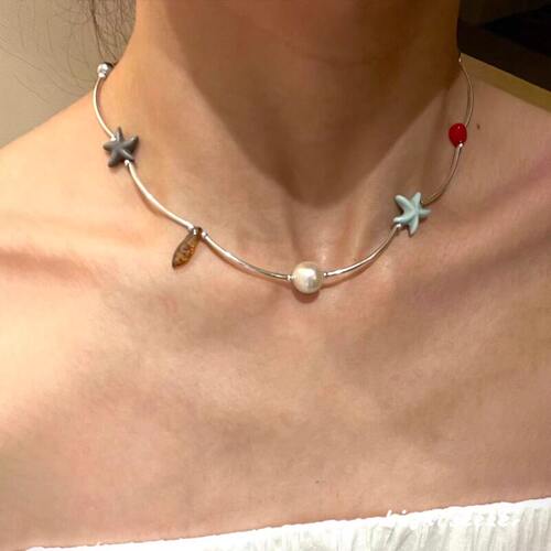 轻奢海边多巴胺彩色海星项链
