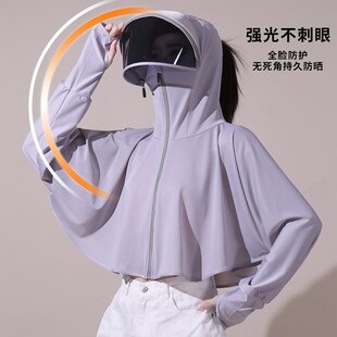 夏天防晒衣帽子面罩护颈一体女骑车电H动车吹不翻帽子全方位遮阳