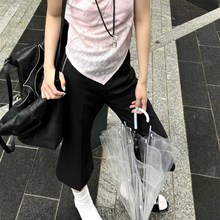 春秋复古辣妹黑h色休闲西裤女百搭修身显瘦高级感直筒七分裤短裤
