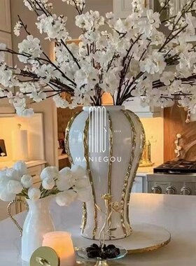 欧式轻奢大理石家居餐桌厅高级感摆件客厅装饰品工艺品置物花瓶器