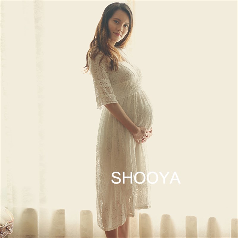 《我喜欢的小白裙》现货韩国复古轻婚纱旅拍婚礼蕾丝连衣裙孕妇照