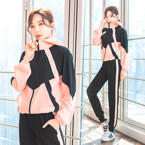 大码瑜伽服运动套装女长袖宽松显瘦胖mm秋冬N速干跑步跳操健身套
