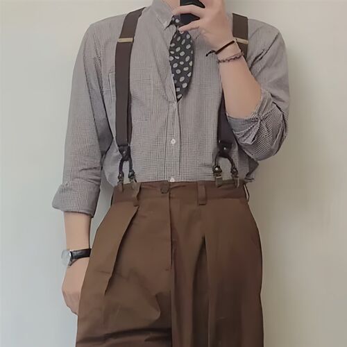 男士背带夹西服i复古英伦高级松紧肩带宽通用Y形成人六夹扣吊裤带