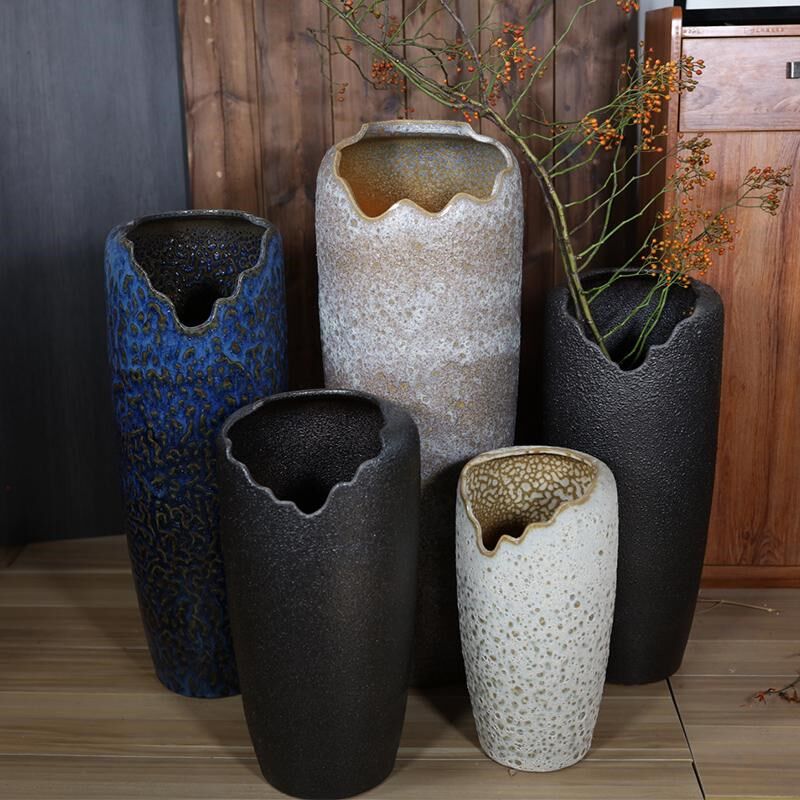 陶瓷落地复古高花盆客厅花器欧式大花瓶缺口大口绿植多肉创意花盆