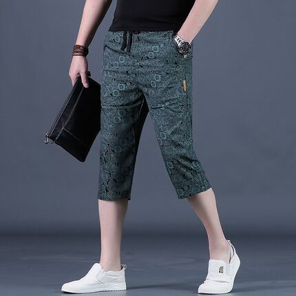 短裤男外穿男士冰丝休闲裤潮牌宽松中裤子夏季男装7分裤透气马裤