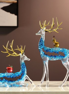 招财鹿一对客厅玄关电视机酒柜轻奢高级感装饰品乔迁新居结婚礼品