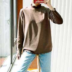大码德绒打底衫女j胖mm200斤秋冬宽松遮肚子木耳领保暖胖妹妹内搭