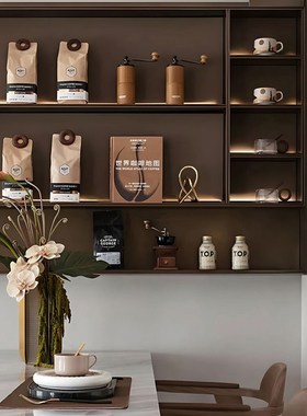 北欧简约现代样板间餐厅边柜手磨咖啡主题咖啡豆杯子软装饰品摆件