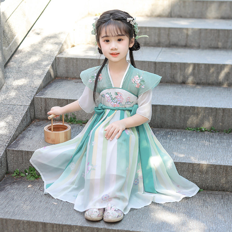 汉服女童夏款短袖2023新款儿唐装